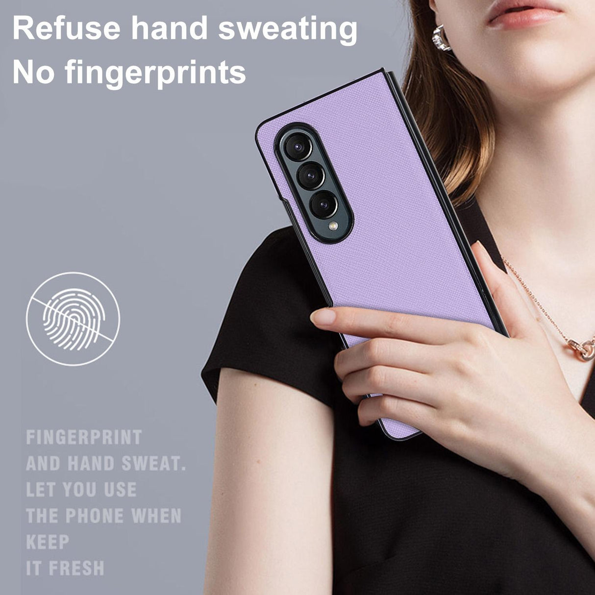 For Samsung Galaxy Z Fold4 5G Foldable Cross Pattern Phone Case - Compact Design - Black