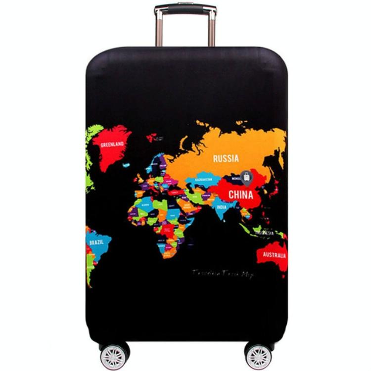 Protective Elastic Suitcase Cover - Fits 26-28 Inch Luggage - Dustproof & Scratch-proof - World Map