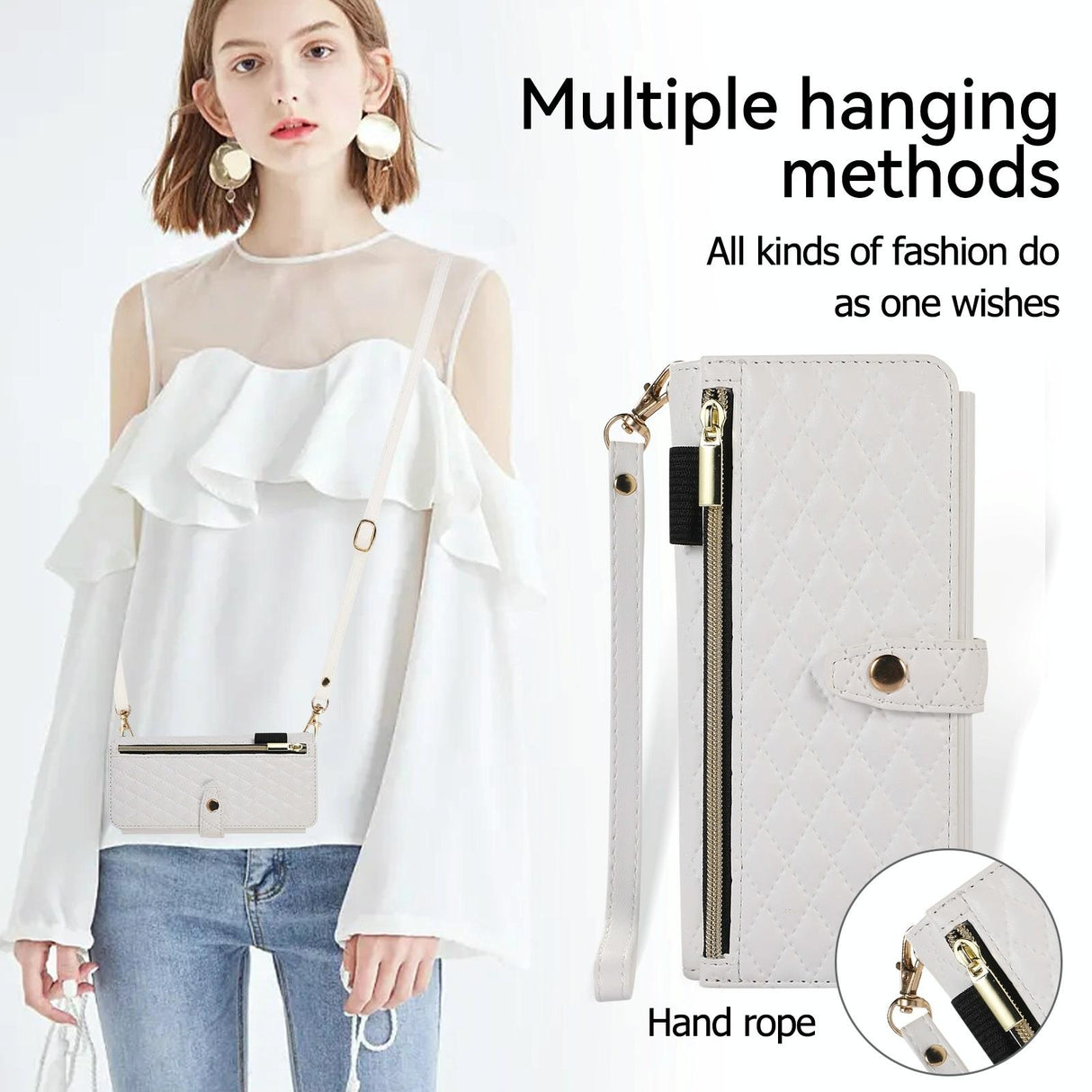 For Samsung Galaxy Z Fold4 5G Foldable Diamond Lattice Phone Case - White