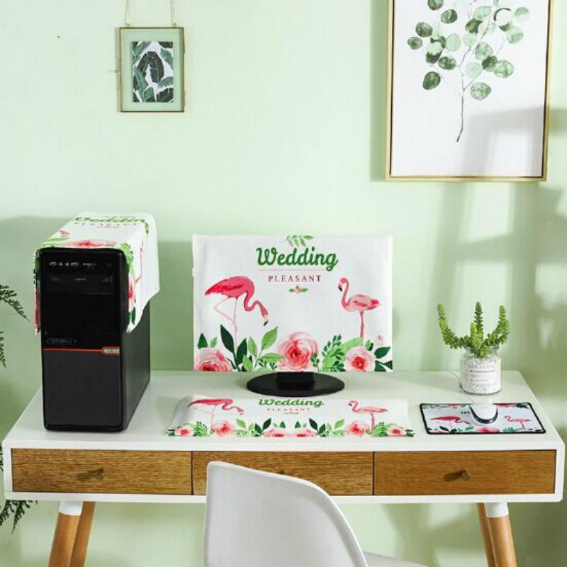 Universal 3-in-1 Desktop Pc Dust Cover - Fits 25-27 Inch - Flamingo