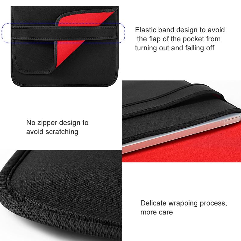 Horizontal Flap Clutch Bag with Neoprene Laptop Lining - Black - 15 Inch