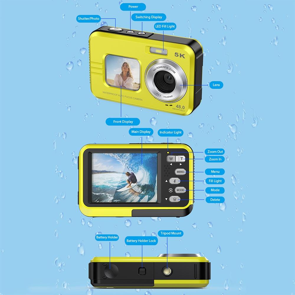 Waterproof 48mp Dual Screen Outdoor Camera - Wdc901 - Black