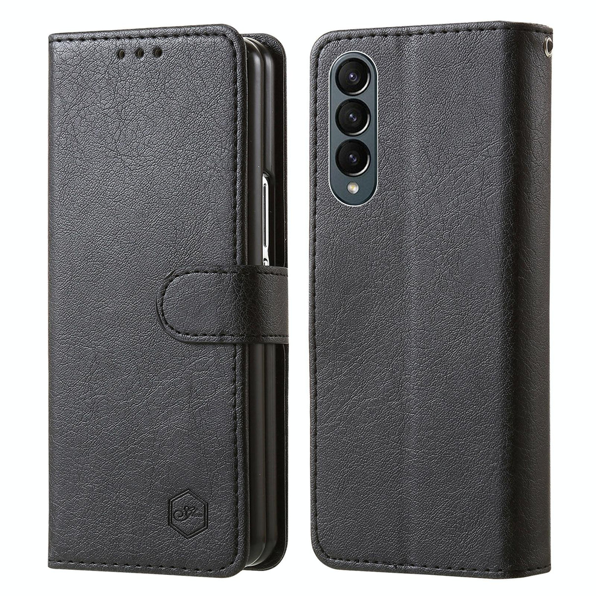For Samsung Galaxy Z Fold4 5G Leather Texture Phone Case - Pu Tpu - Black