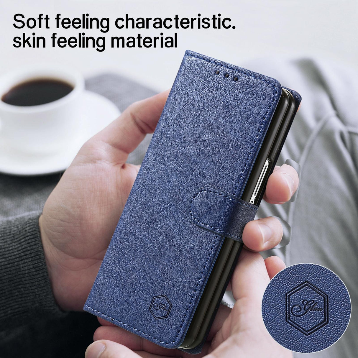 For Samsung Galaxy Z Fold4 5G Leather Texture Phone Case - Pu Tpu - Black
