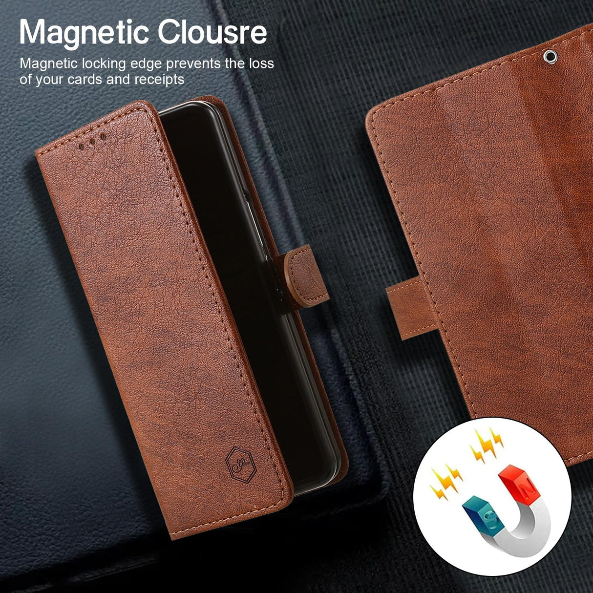 For Samsung Galaxy Z Fold4 5G Leather Texture Phone Case - Pu Tpu - Black
