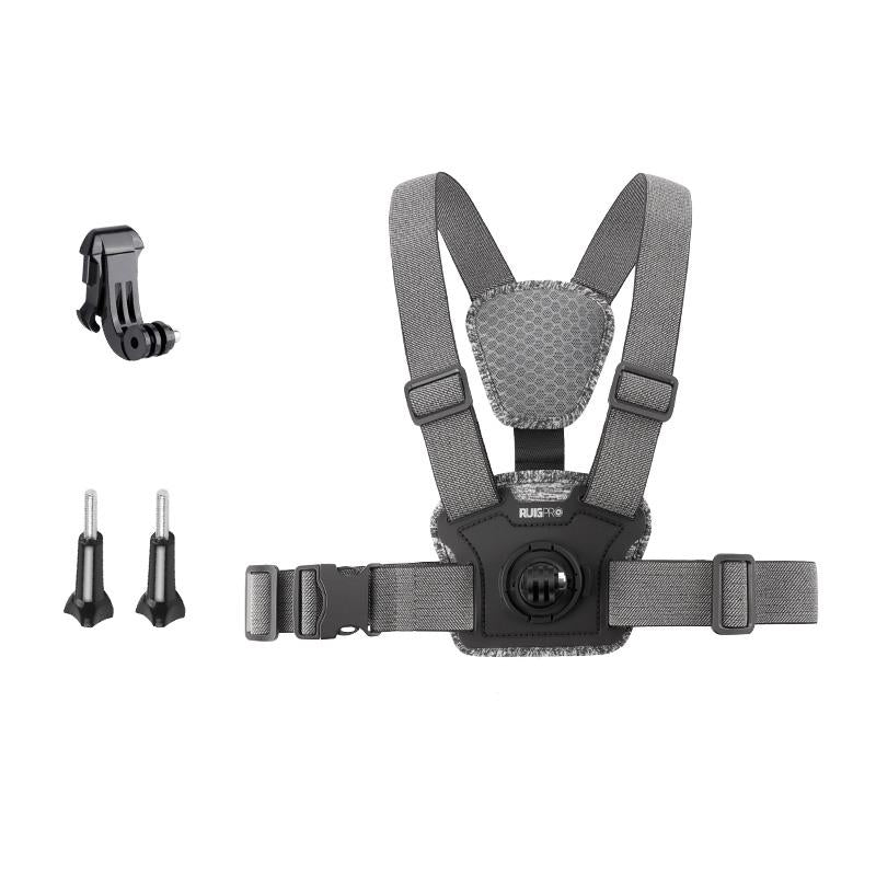 Adjustable Chest Strap with Mount and Screw - 6 In 1 360 Phone Clamp