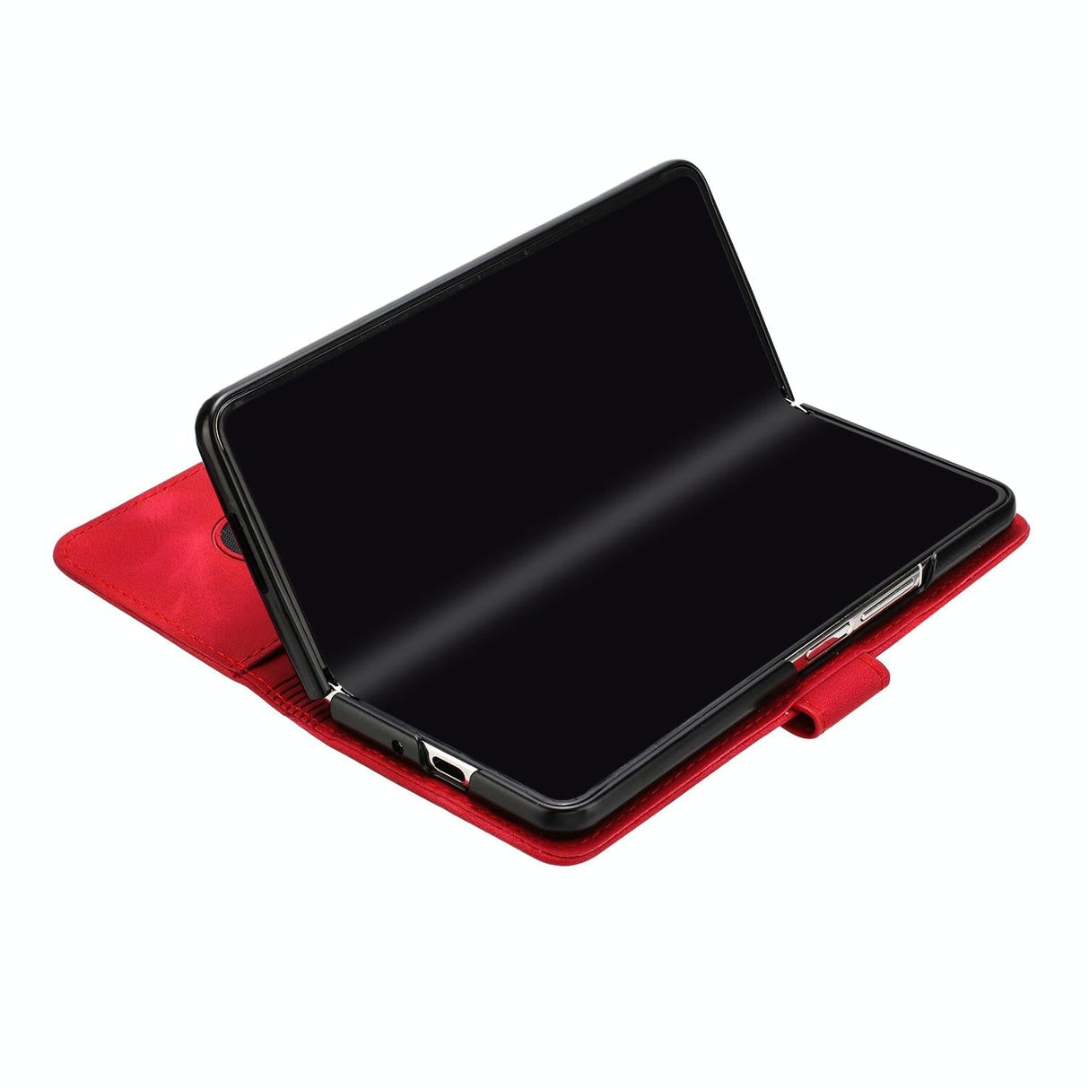 For Samsung Galaxy Z Fold4 5G Smooth Leather Phone Case - Line Pattern - Red