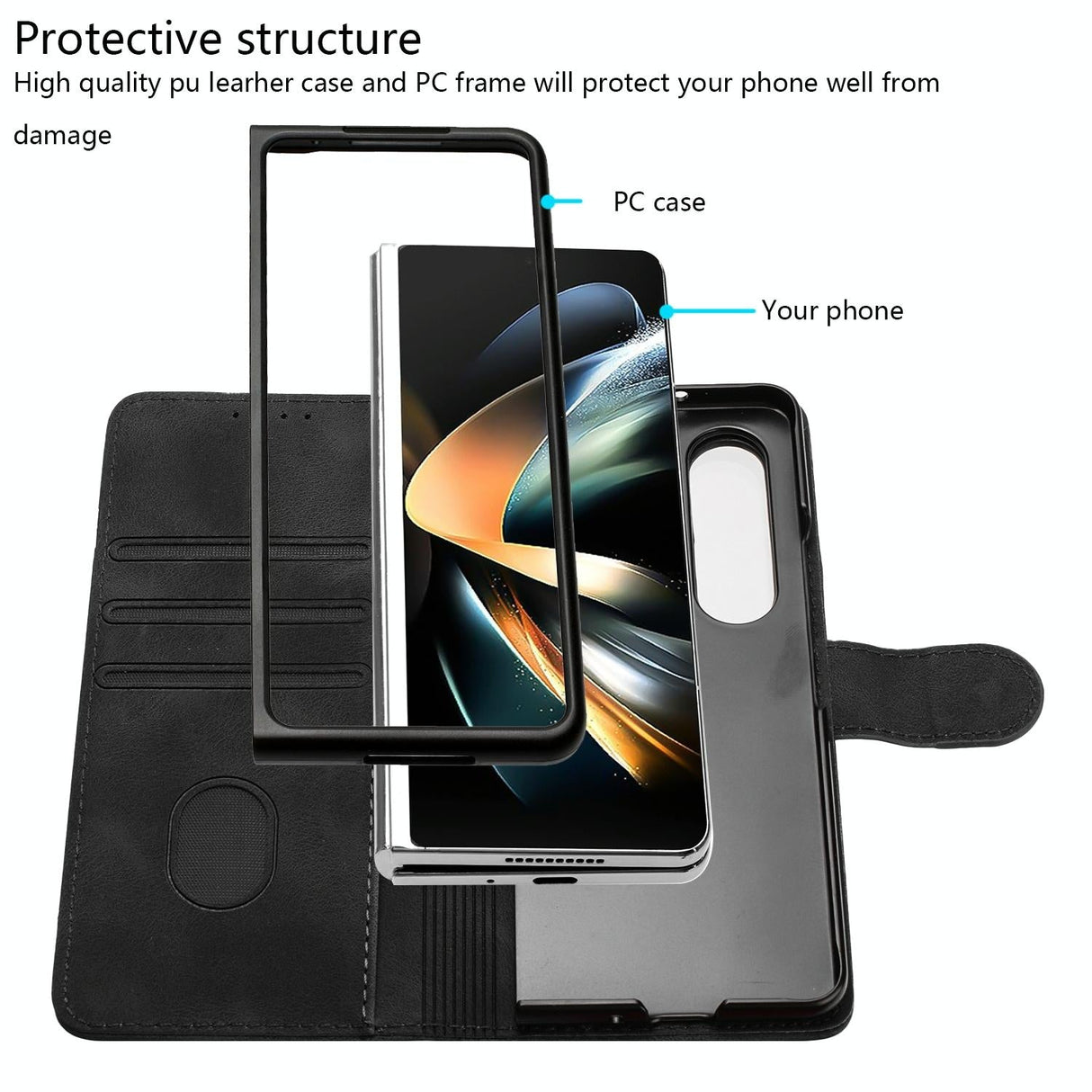 For Samsung Galaxy Z Fold4 5G Smooth Leather Phone Case - Line Pattern - Red