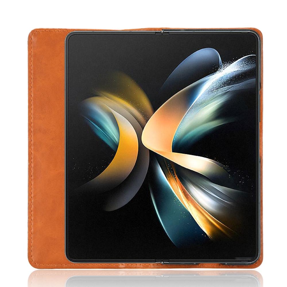 For Samsung Galaxy Z Fold4 5G Vintage Leather Phone Case With Magnetic Buckle - Black