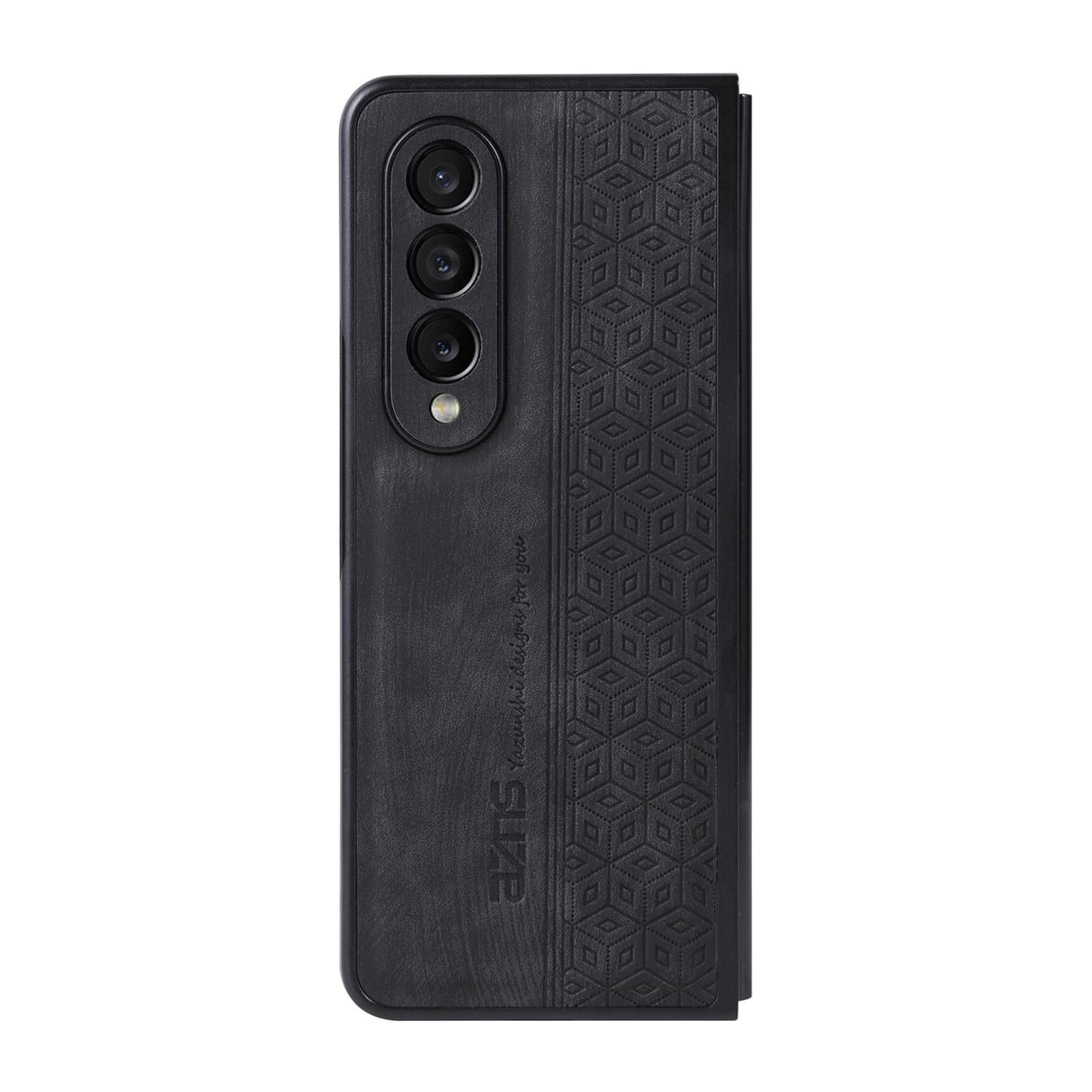 For Samsung Galaxy z Fold4 5G Embossed 3d Skin Texture Phone Case - Sleek Design - Black