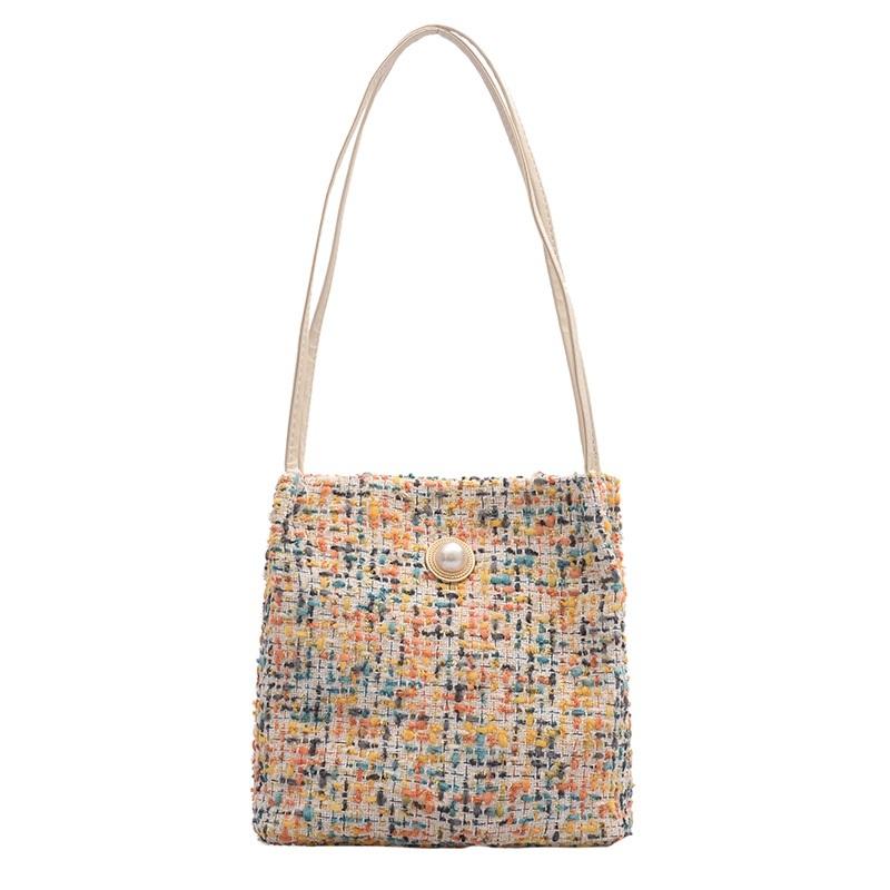 Black Woolen Knit Bucket Bag For Women - Black Onesize