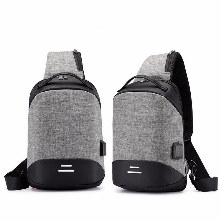 Versatile Oxford Shoulder Bag With Earphone & Usb - Gray