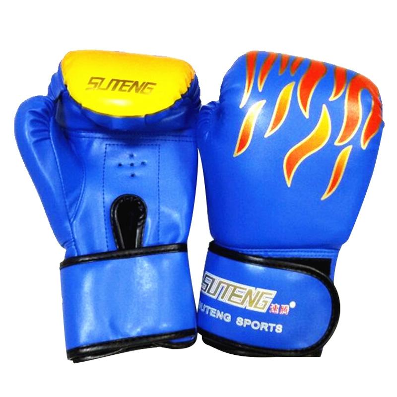 Adult Flame Pattern Pu Leather Boxing Gloves - Fitness - Black