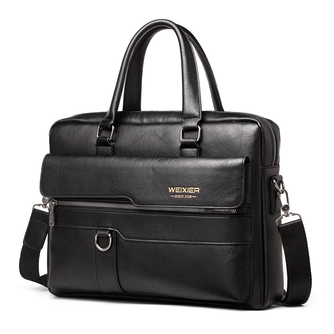Retro Pu Leather Men Crossbody Bag - Black