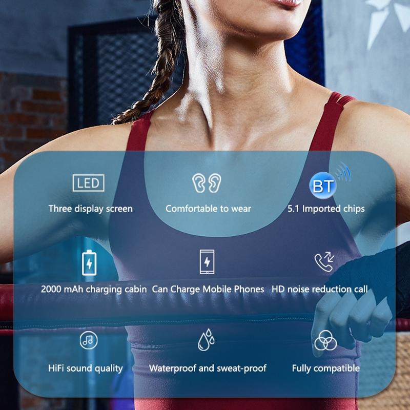 Touch Bluetooth Earphones with Dual Noise Cancellation and Charging Box