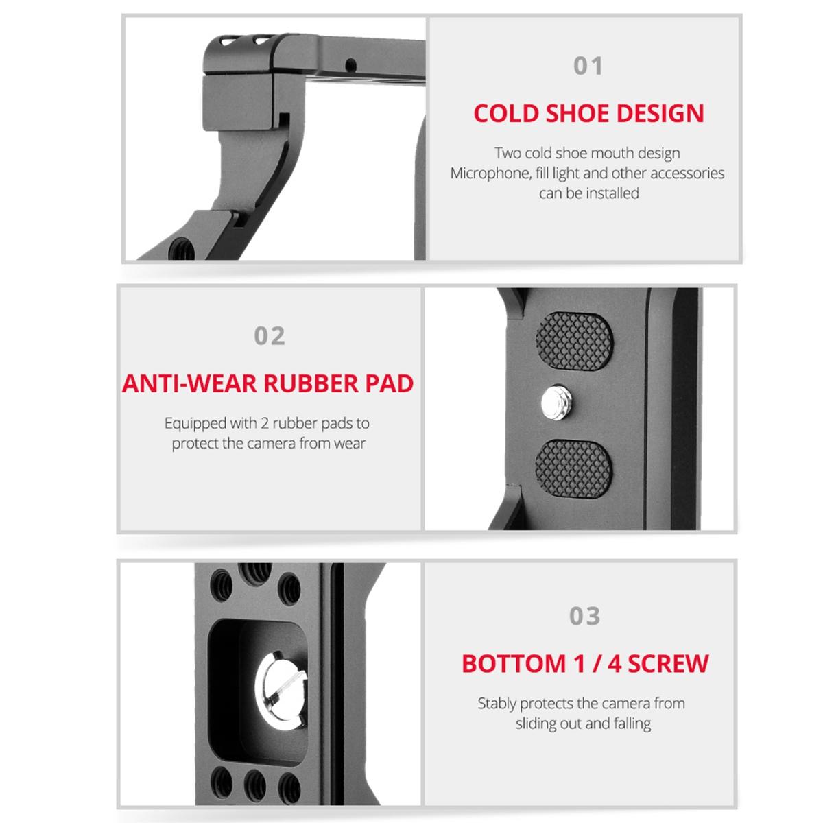 Video Camera Cage Stabilizer - Black for Sony Alpha 7C