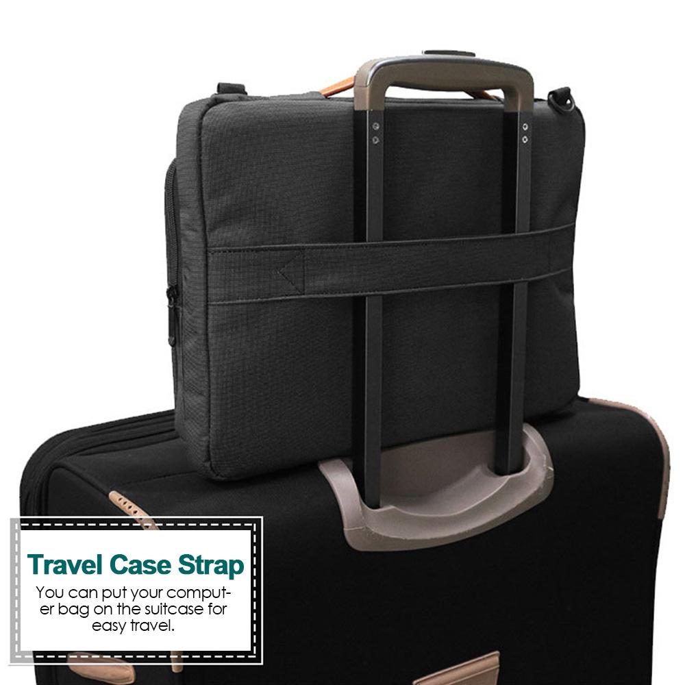 Waterproof Nylon Laptop Handbag with Trolley Strap - Fits 13-14 Inch Laptops - Black