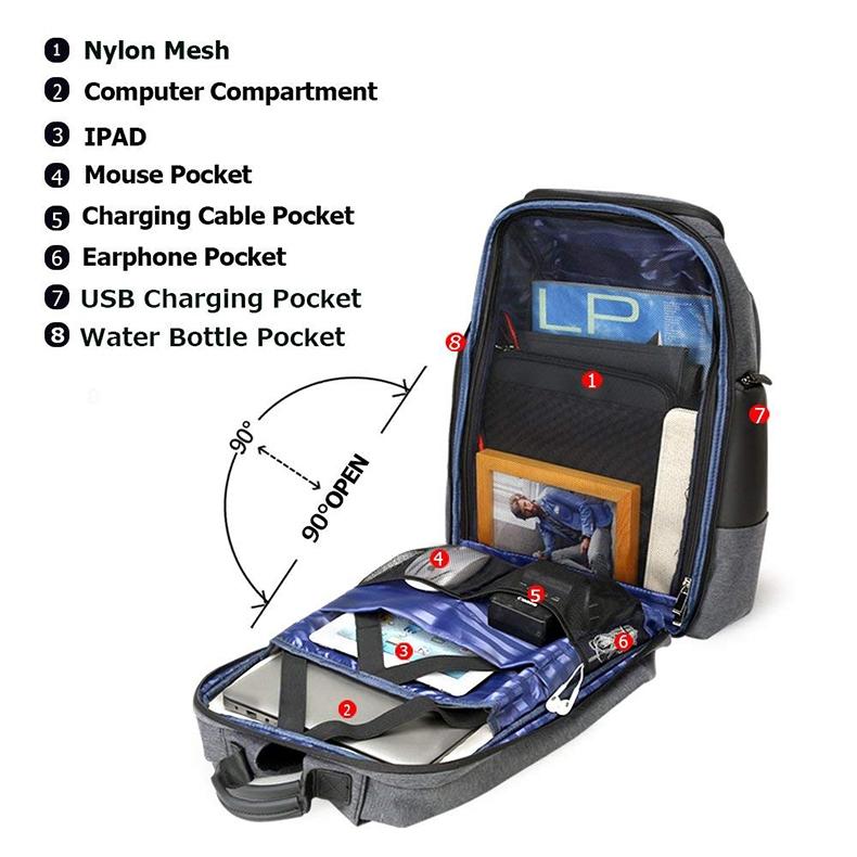 Large Capacity Waterproof Business Shoulder Bag With Usb Port - 37X21X47.5Cm In Black