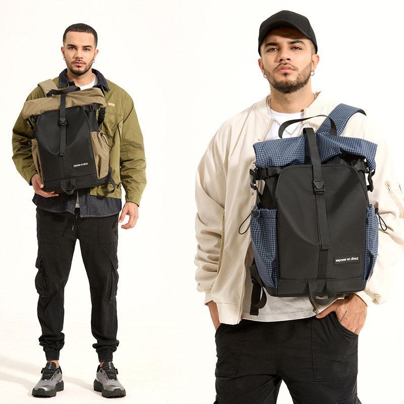 Large Capacity Contrast Backpack For Commuting - Gray