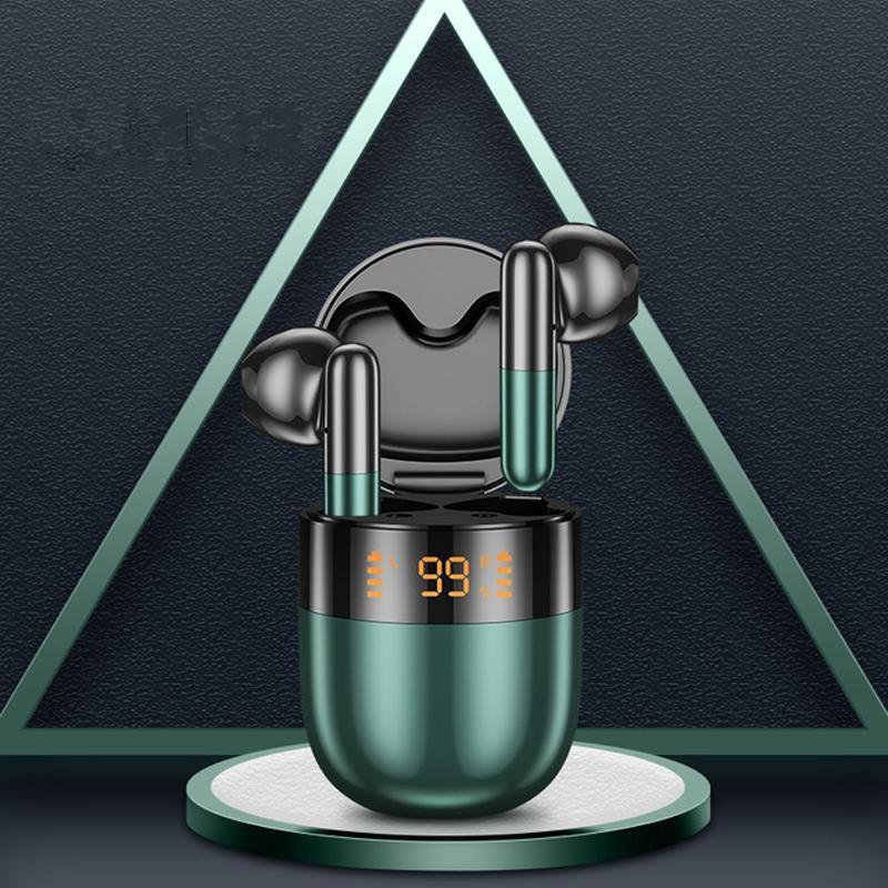 Wireless Bluetooth Earphones with Led Display and Hifi Sound for Sports - Blue