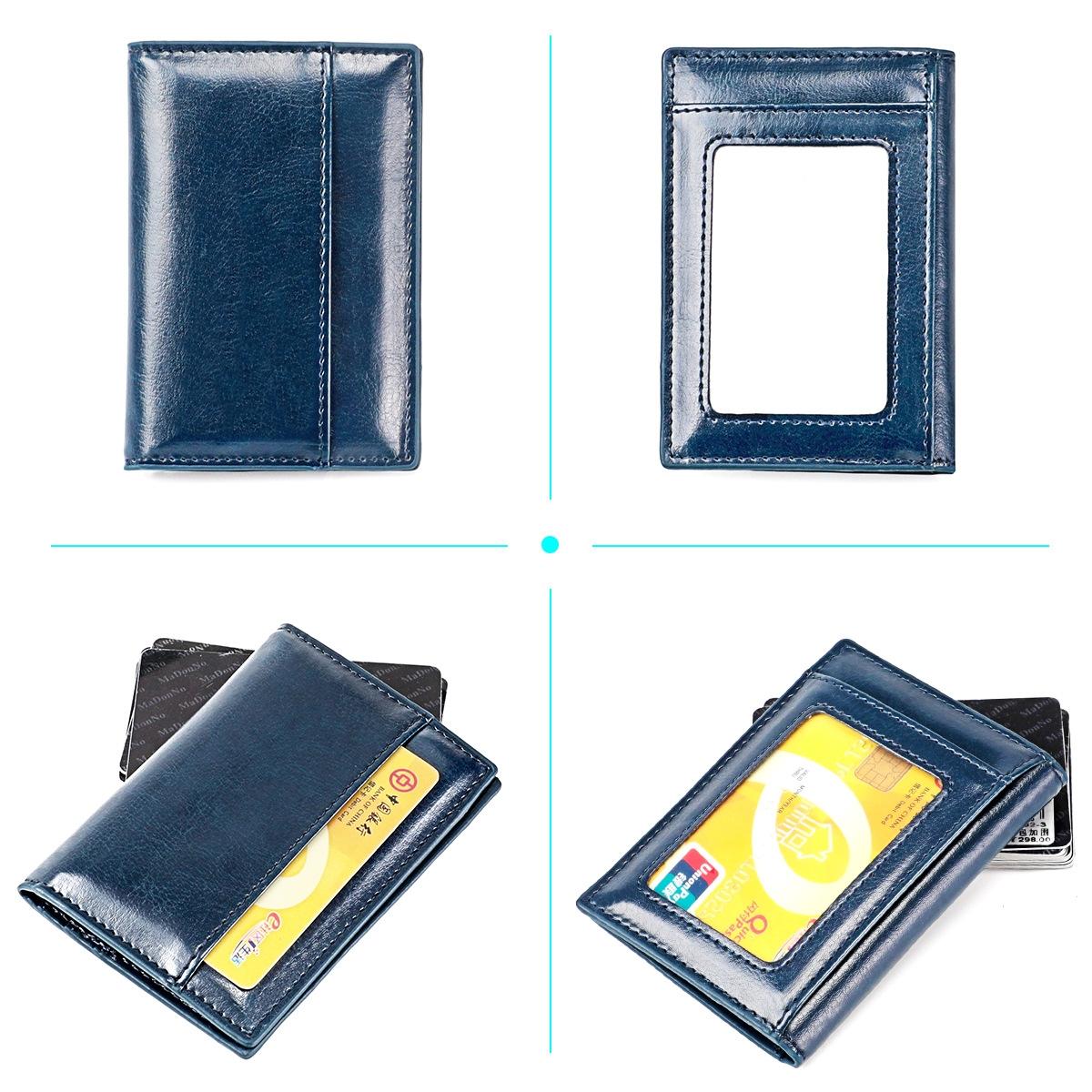 Ultra Thin Pu Leather Card Holder Mini - Blue