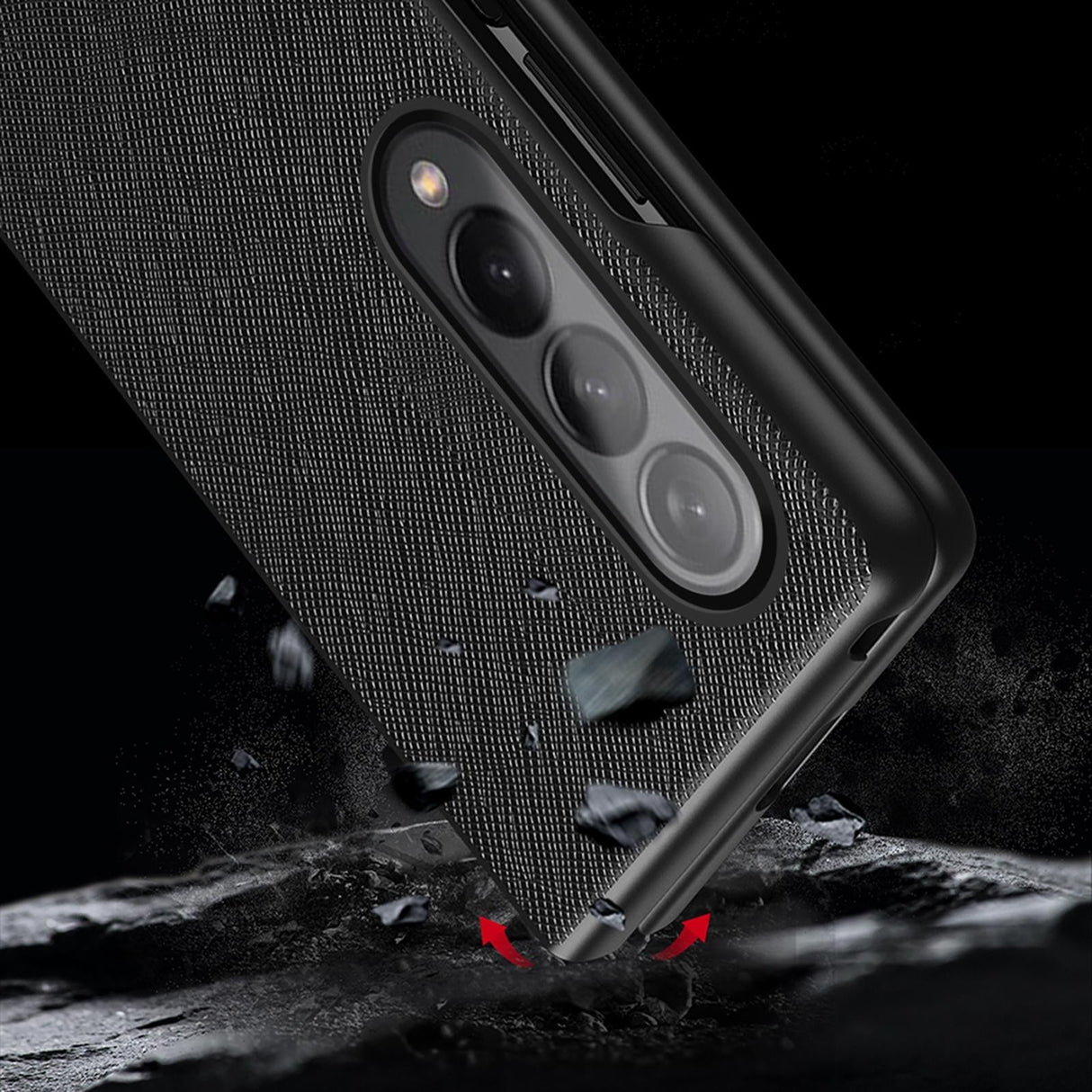 For Samsung Galaxy Z Fold4 5G Foldable Cross Pattern Phone Case - Foldable Design - Black