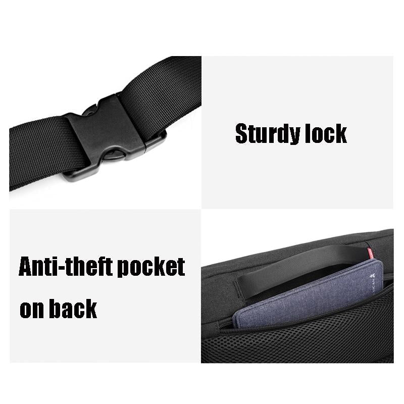 Waterproof Men Messenger Bag With Usb Charging Port Multifunctional Design - Black