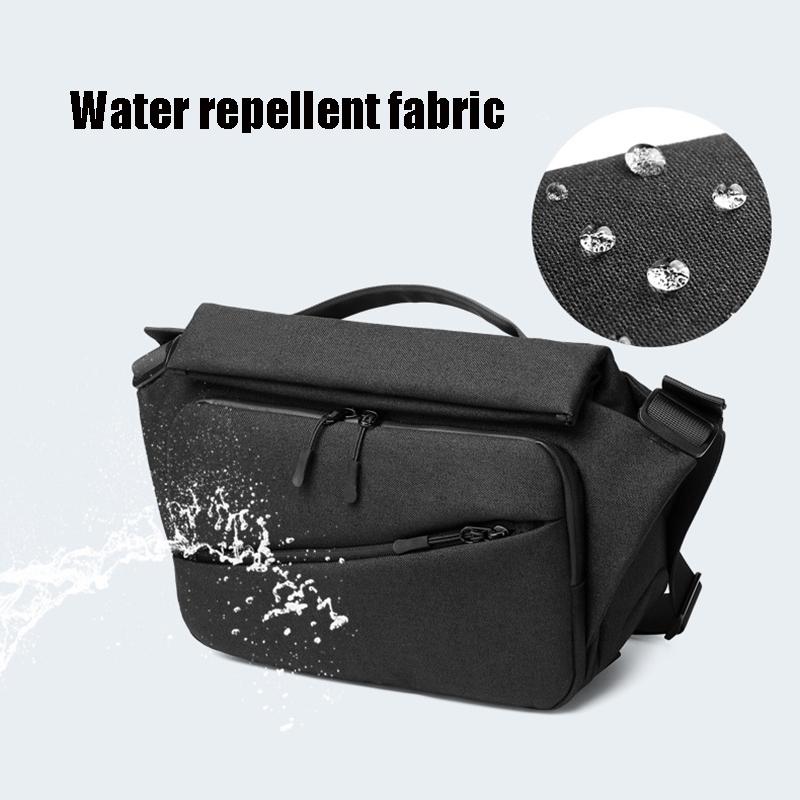 Waterproof Men Messenger Bag With Usb Charging Port Multifunctional Design - Black