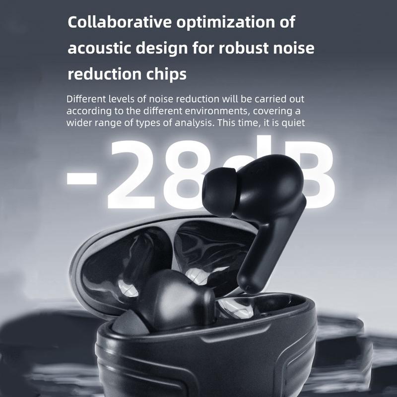 Wireless Noise-cancelling Earbuds with Charging Case - Black