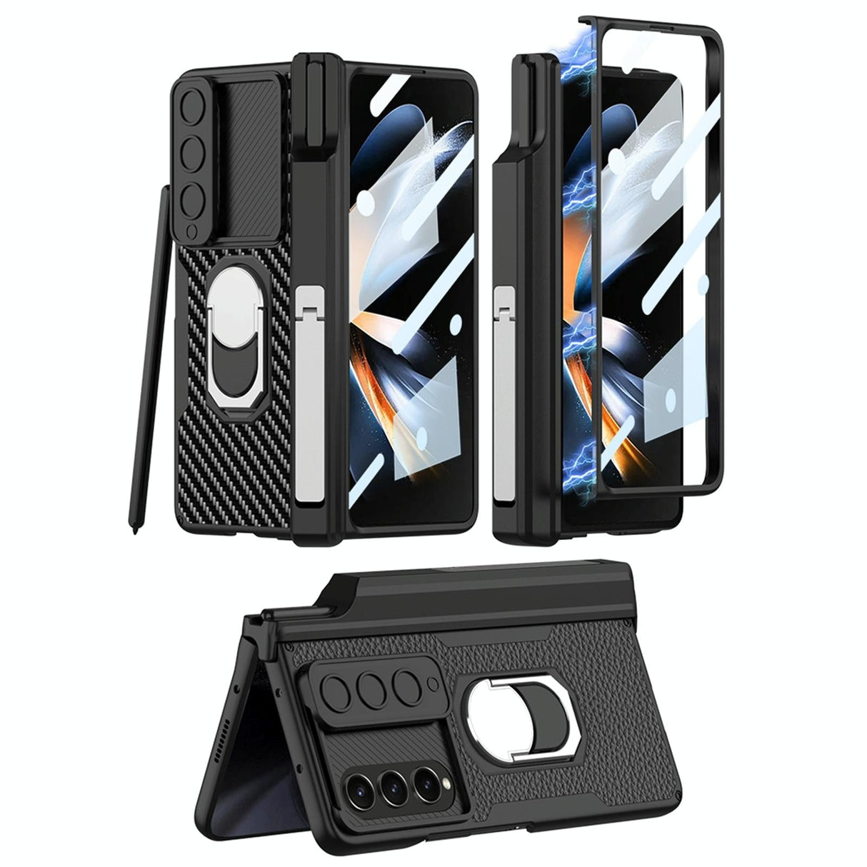 For Samsung Galaxy Z Fold4 5G Magnetic Armor Phone Case - Full Coverage - Brushed Texture