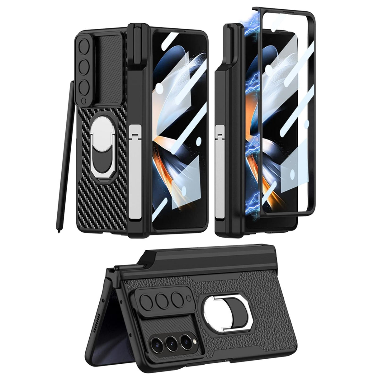 For Samsung Galaxy Z Fold4 5G Magnetic Armor Phone Case - Full Coverage - Brushed Texture