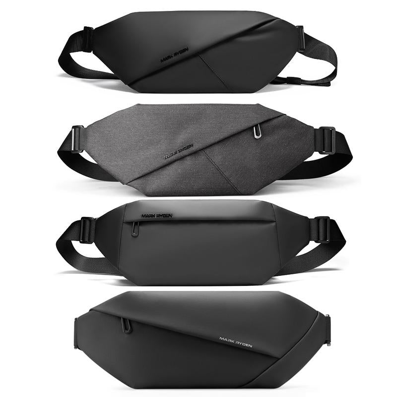 Men Casual Sports Chest Bag Lightweight Shoulder Bag - Elite Black 7786