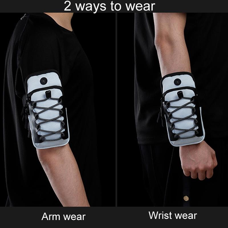 Reflective Cell Phone Arm Bag For Outdoor Fitness - Gray