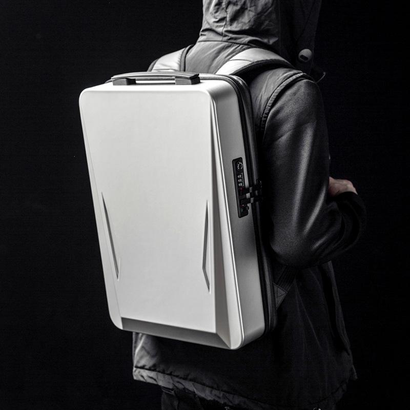 15.6-17.3 Inch Hard Shell Gaming Backpack for Men - Silver
