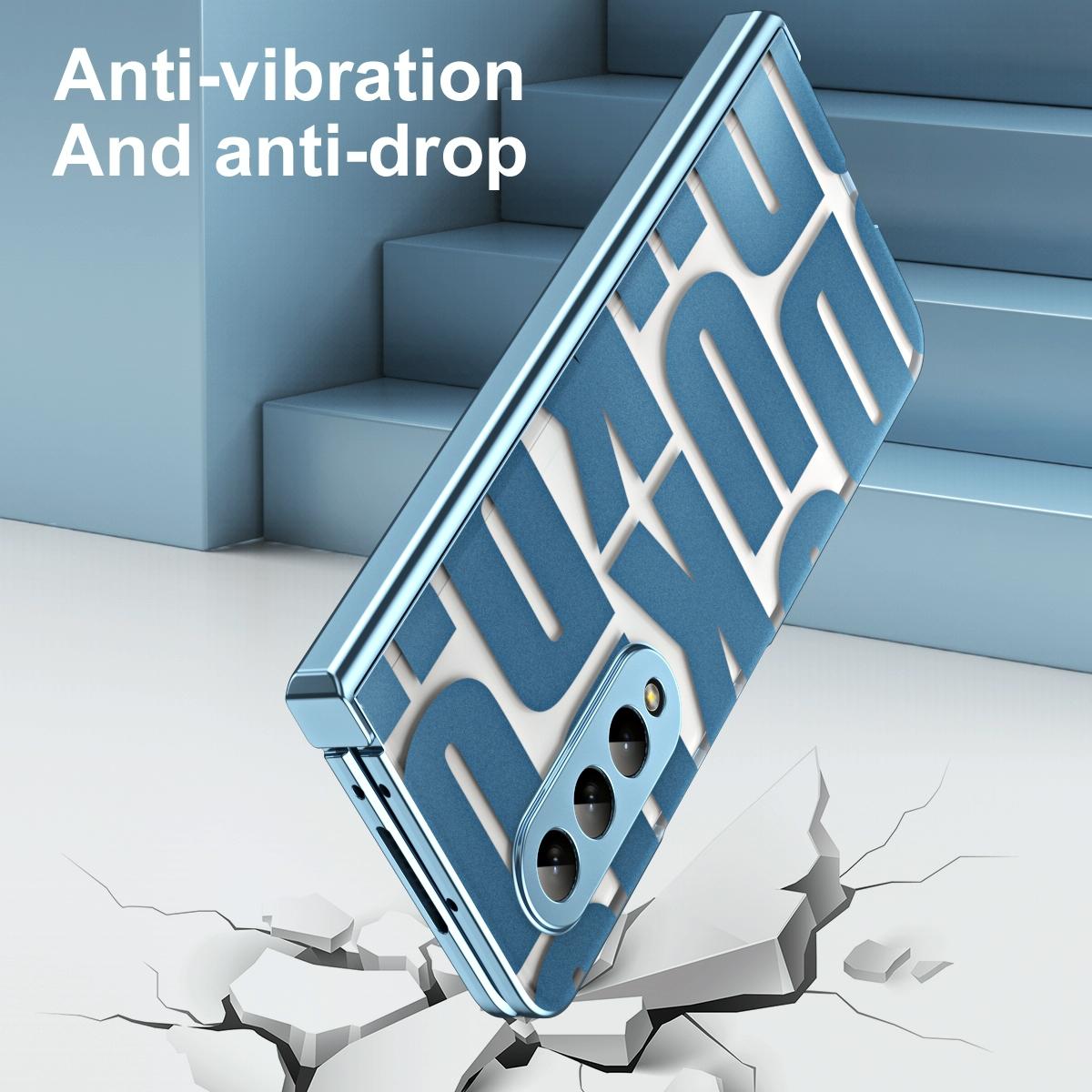 For Samsung Galaxy Z Fold4 5G Foldable Electroplated Phone Case With Hinge - Silver