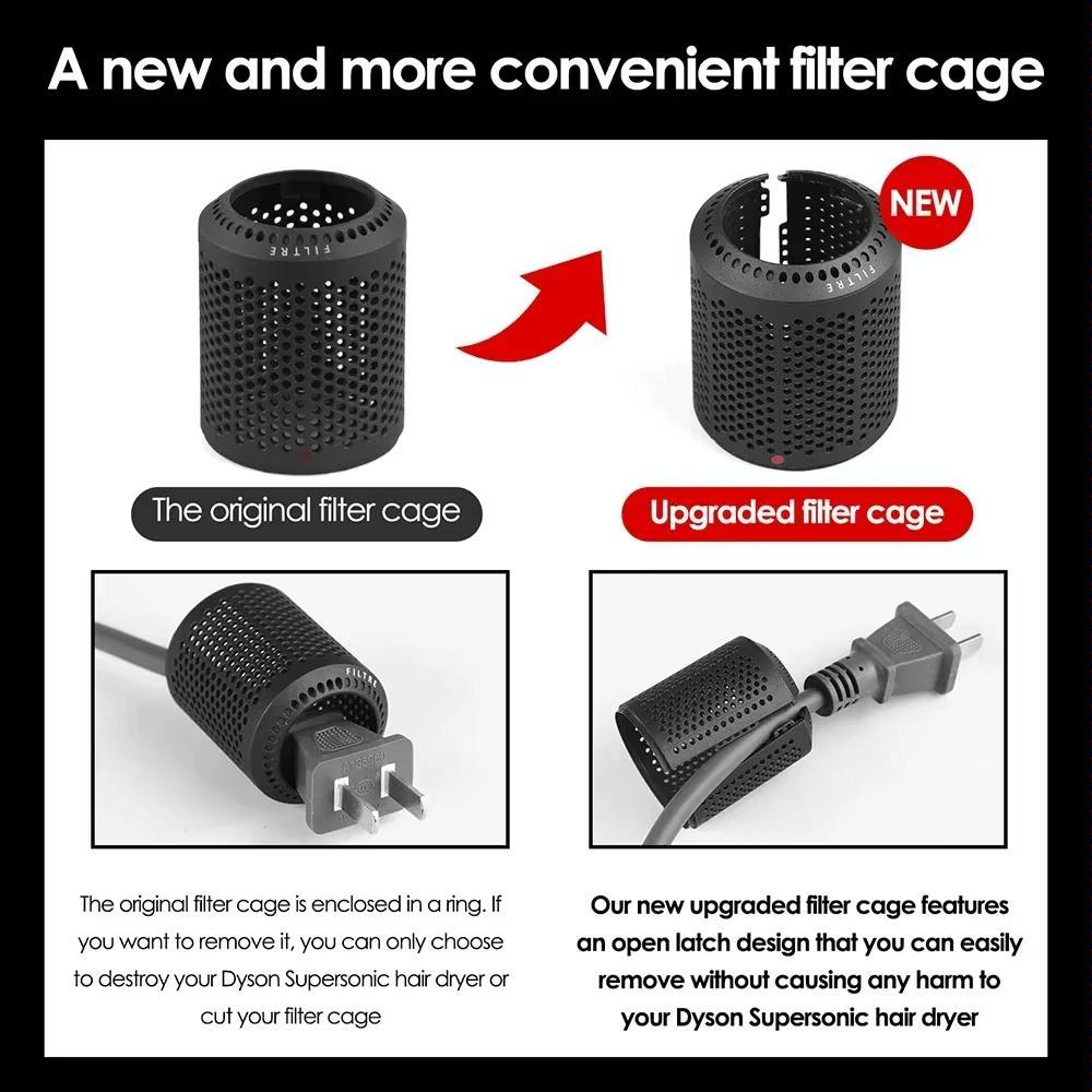Open Design Outer Filter Cover For Hd01 / Hd03 / Hd08 / Hd15 Hair Dryer - Black