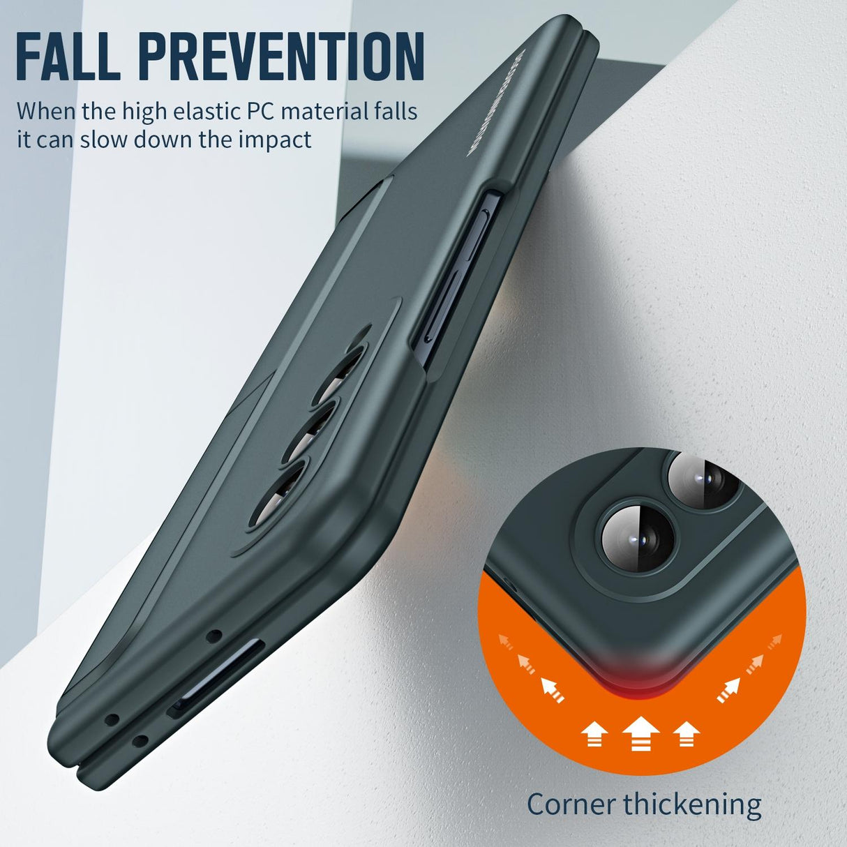 For Samsung Galaxy z Fold4 5G Samsung Galaxy z Fold4 2-in-1 Detachable Folding Case with Holder & Pen Slot - Grey Green