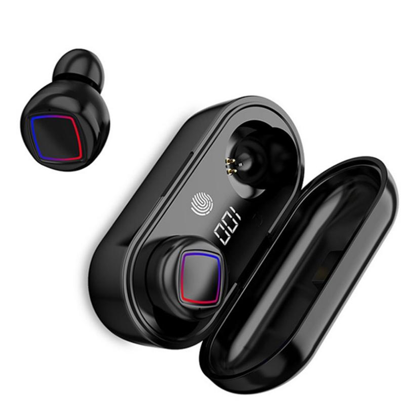 Wireless Fingerprint Touch Earbuds with Led Display and Charging Case - White