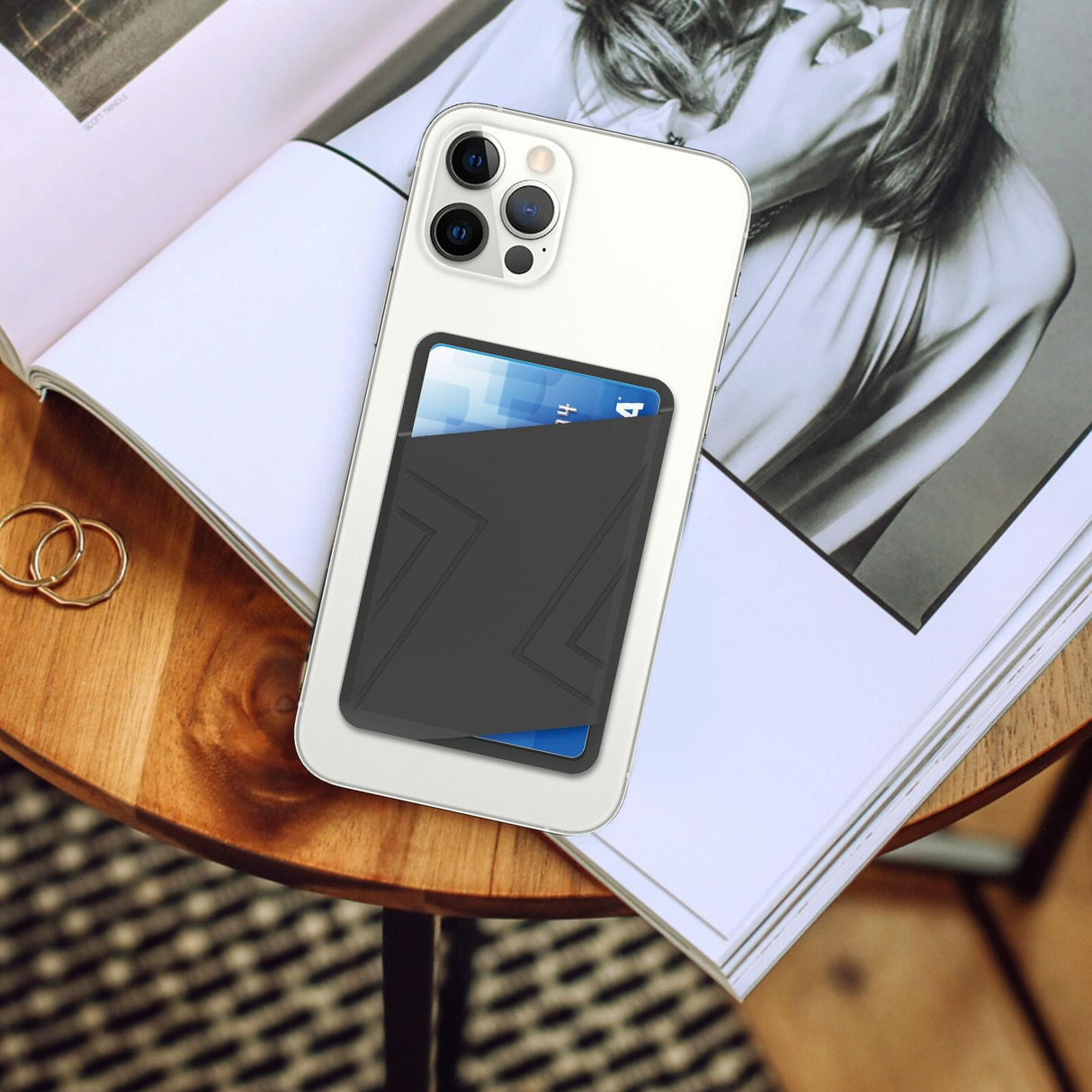 Silicone Adhesive Card Case Black - Black