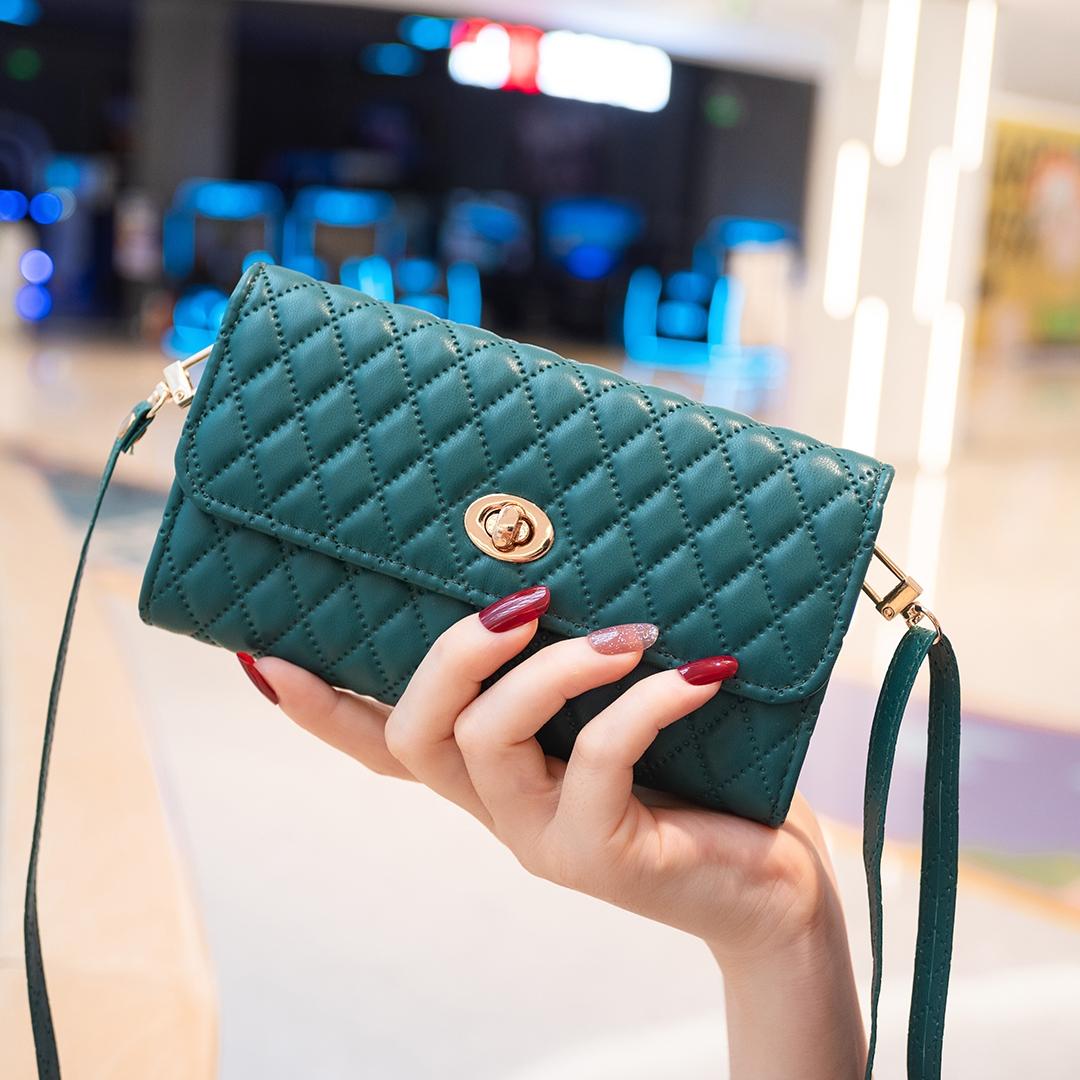 Horizontal Pu Crossbody Shoulder Bag - Dark Blue