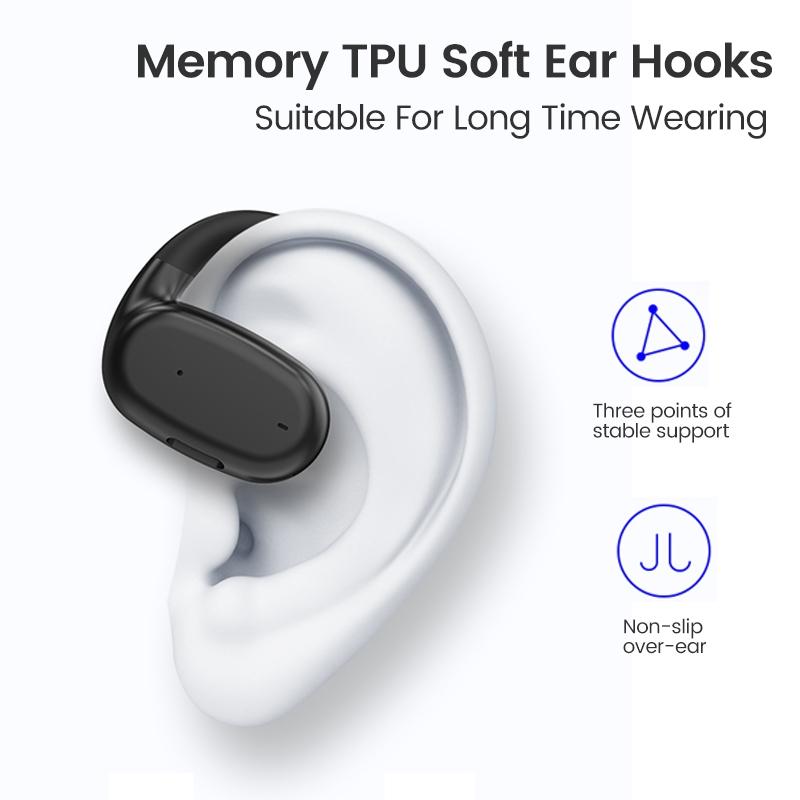 Wireless Single Ear Bluetooth Earphone - Hanging Ear Design - White
