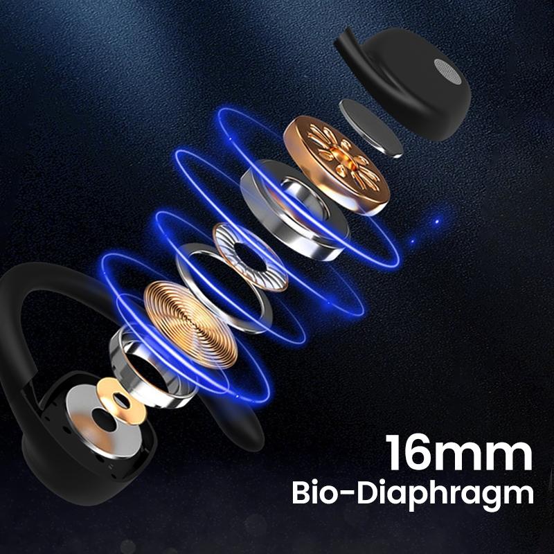 Wireless Single Ear Bluetooth Earphone - Hanging Ear Design - White