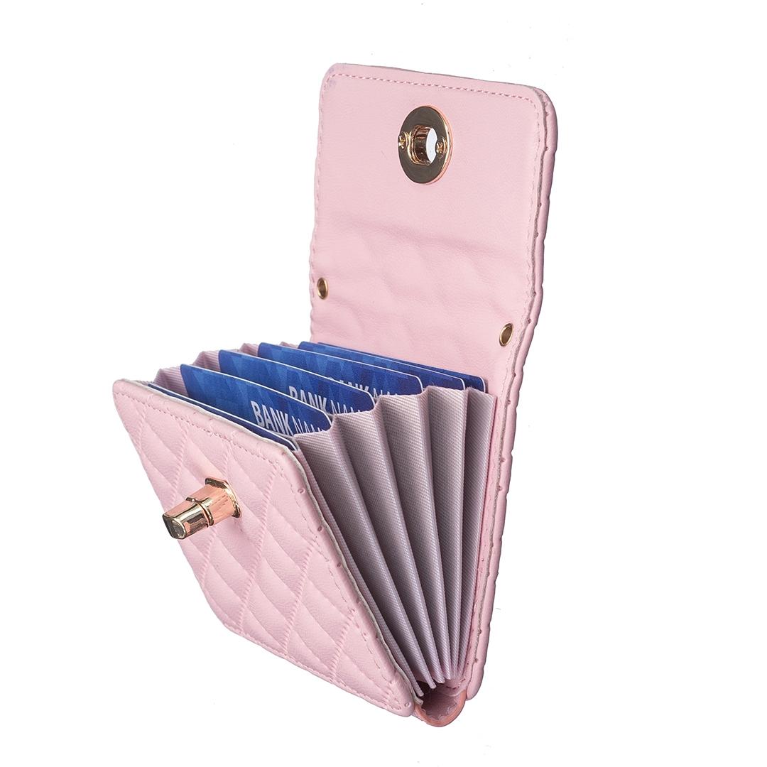 Horizontal Card Bag Mobile Phone Back Sticker With Metal Buckle - Pink
