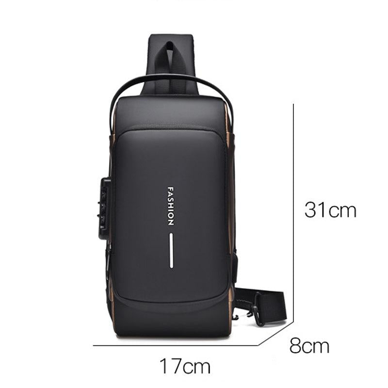 Waterproof Usb Crossbody Backpack For Sports - Black