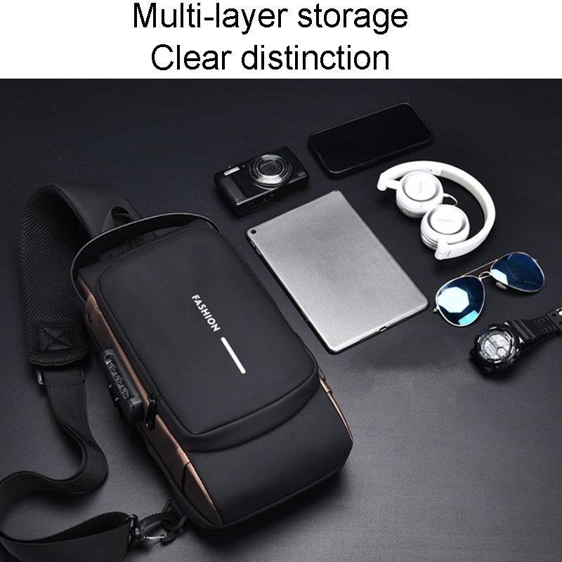 Waterproof Usb Crossbody Backpack For Sports - Black