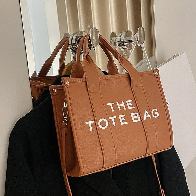 Stylish Pu Leather Crossbody Tote For Women - Small Khaki