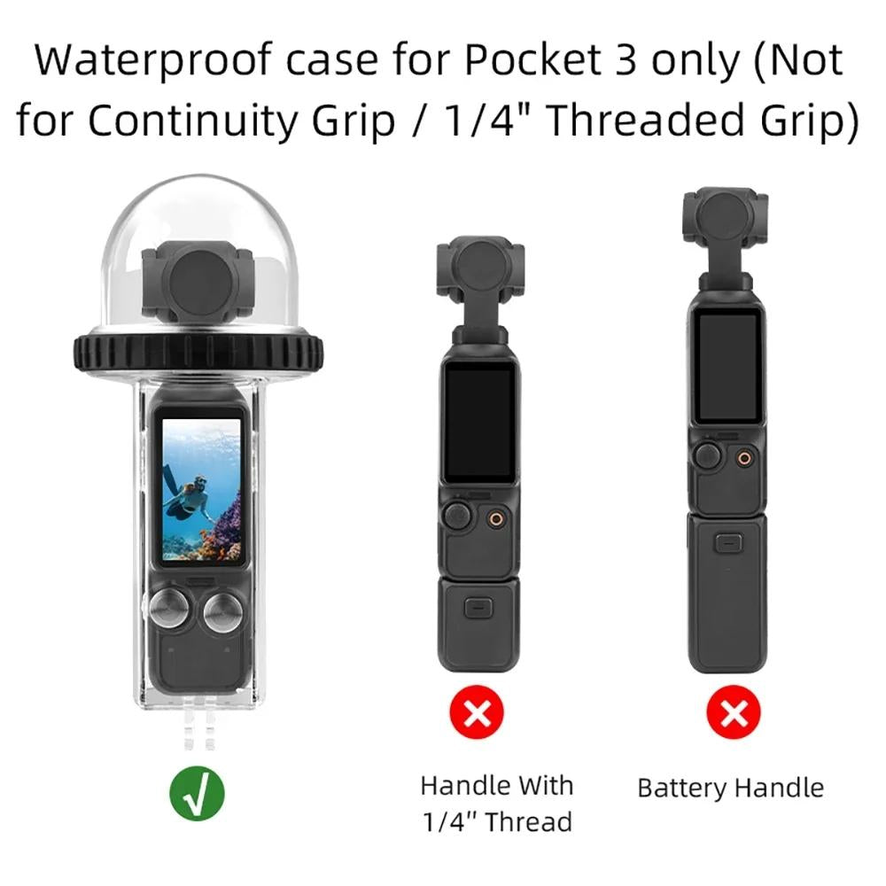 Waterproof Diving Housing for Dji Pocket 3 - 40m Depth - Black Handle