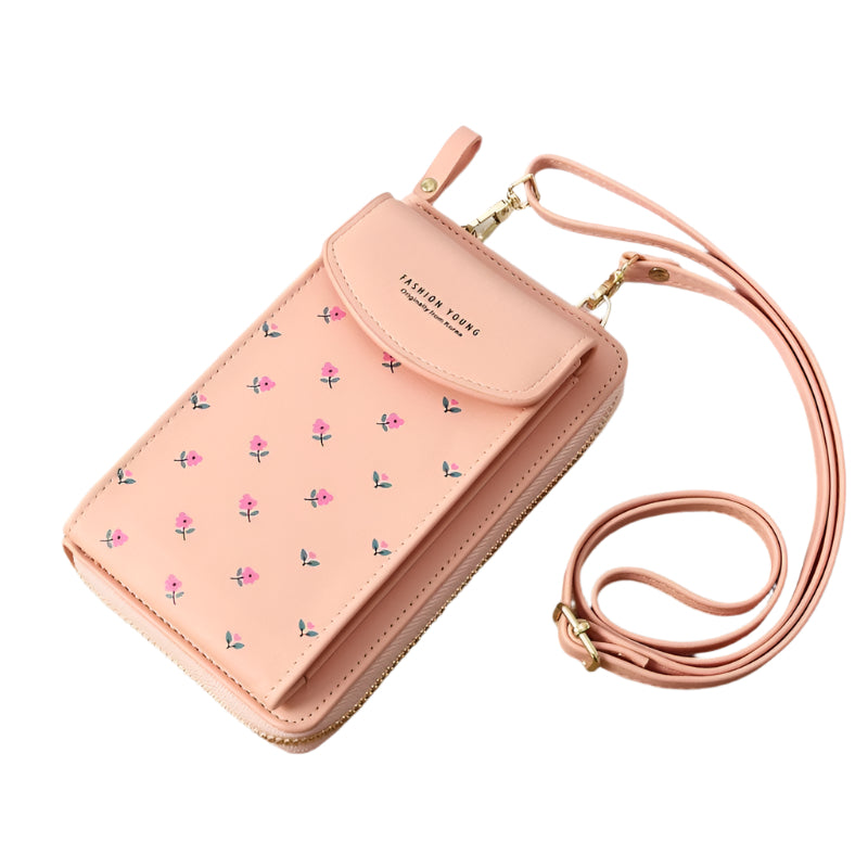 Floral Multi Card Crossbody Bag For Women - Blue