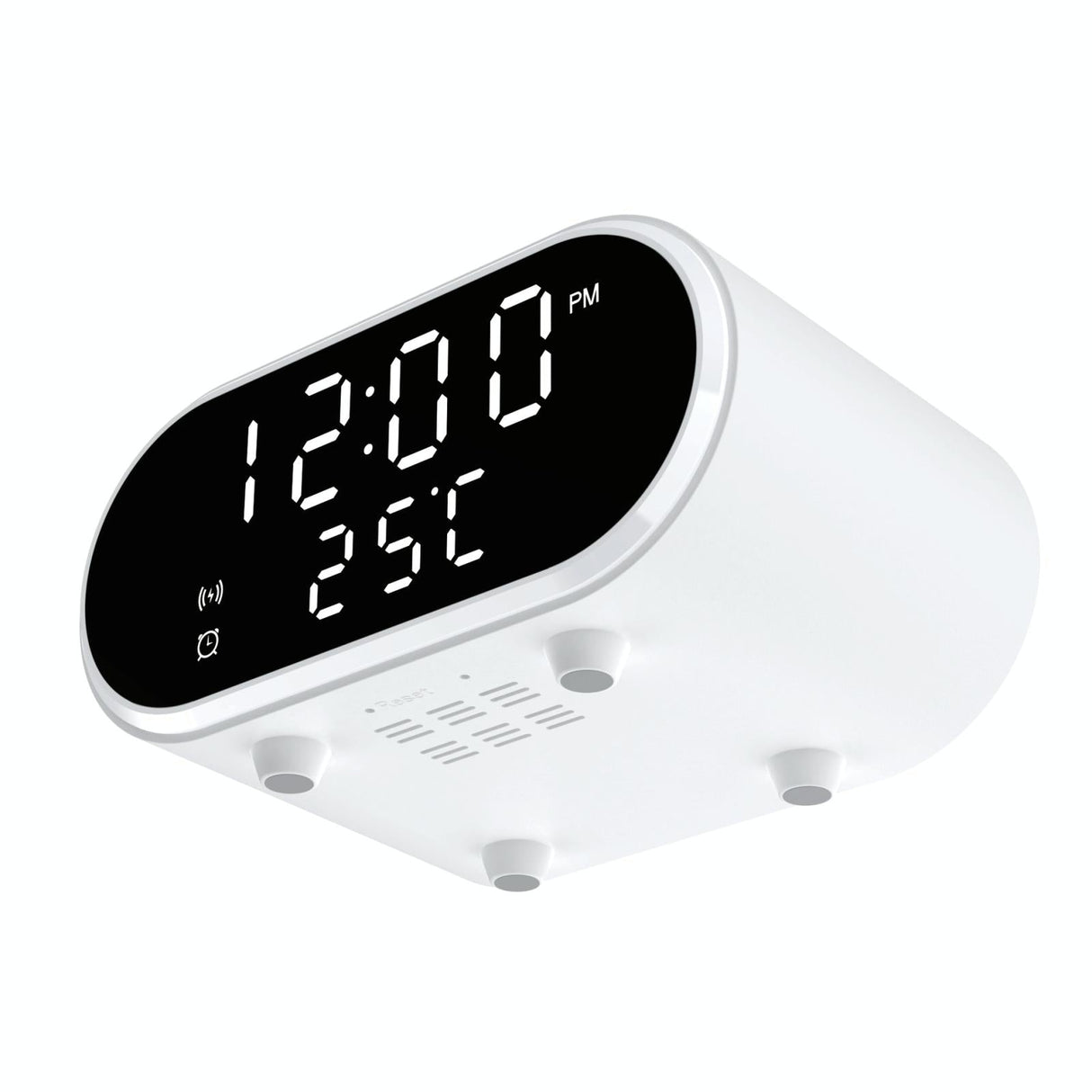 15W Wireless Charger With Mirror & Clock - White