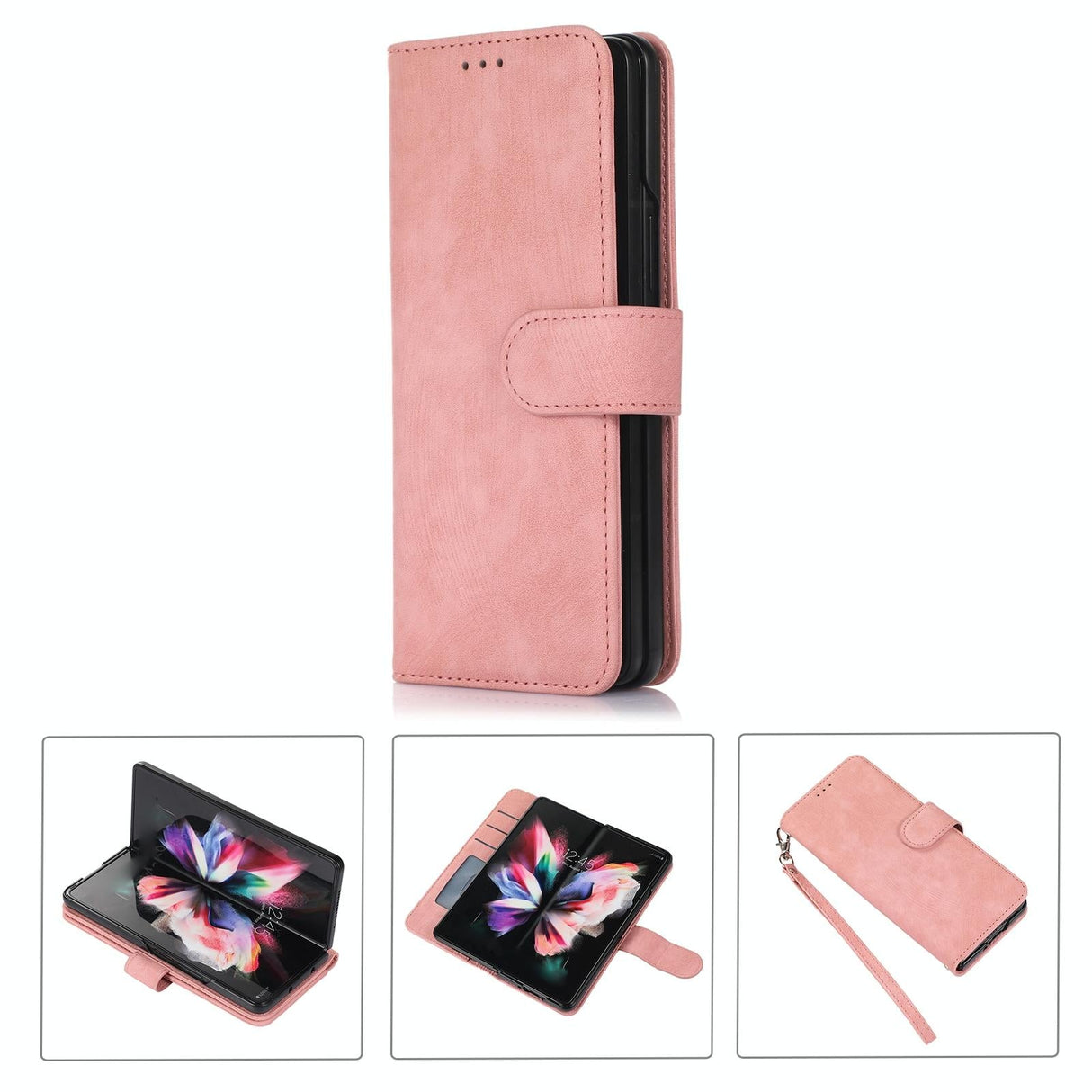 For Samsung Galaxy Z Fold4 5G Leather Phone Case With Pen Slot - Horizontal Flip - Black